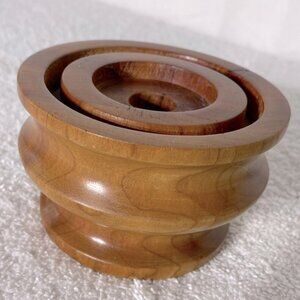 Vintage MCM Harrington Woodcraft Wood Candle Holder Base